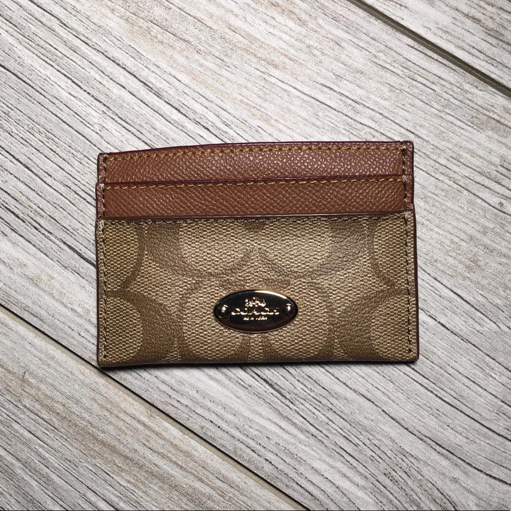 COACH card case in signature canvas